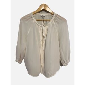 Joie Front Tie Silk Blouse Cream